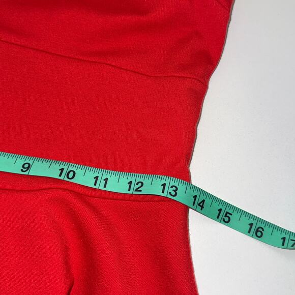 Banana Republic Ponte Fit Flare Dress Sz 4 Red Tomato Sauce Office Siren Preppy‎ - Picture 8 of 9